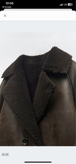 Dwustronny płaszcz kozuch Kożuszek Zara brązowy czekoladowy