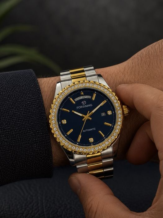 Forsining 6919 Silver-Gold-Blue Steel