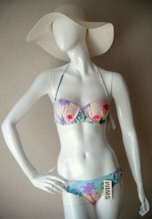 Bikini 40B L 85B  kwiaty print kostium strój kąpielowy push up floral