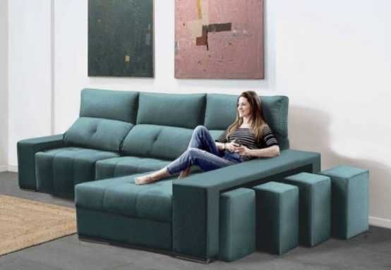 Sofá 2L + Chaise Long c/ Cama Apolo (265x155cm) - Direto do fabricante de Paços de Ferreira