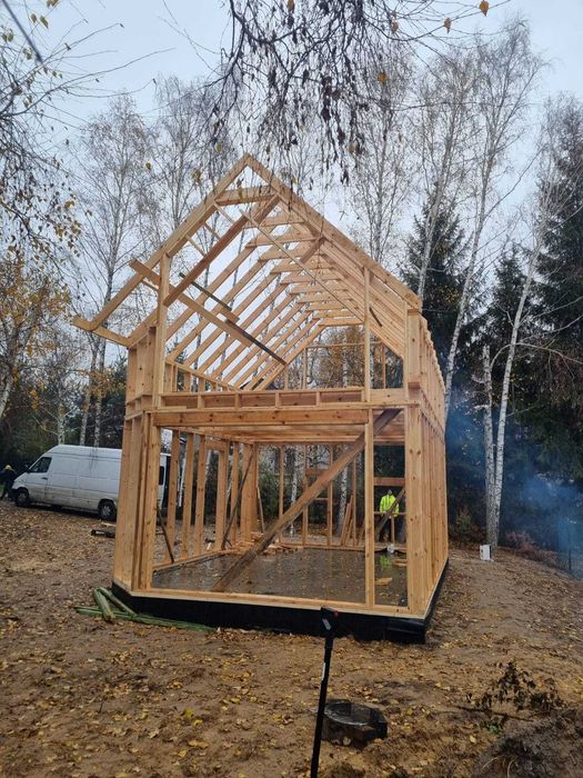Dom 35m - konstrukcja szkieletowa 35+35m2