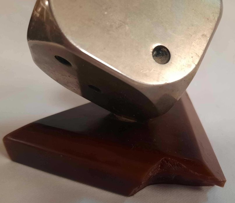 Art Deco Ciężki Przycisk do Papieru Kostka do Gry Metal Bakelit Ebonit