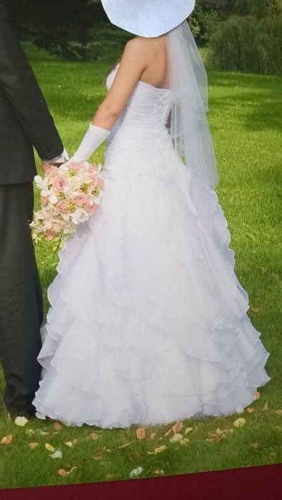 Suknia Ślubna Falbana roz 34-36 kolor biały