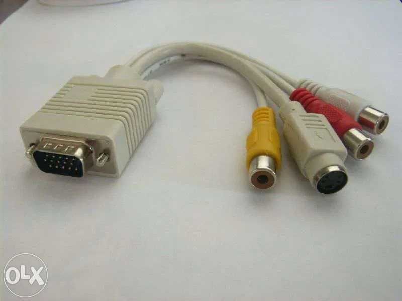 Adaptador VGA para S-Video e 3 RCA para Áudio e Vídeo NOVO