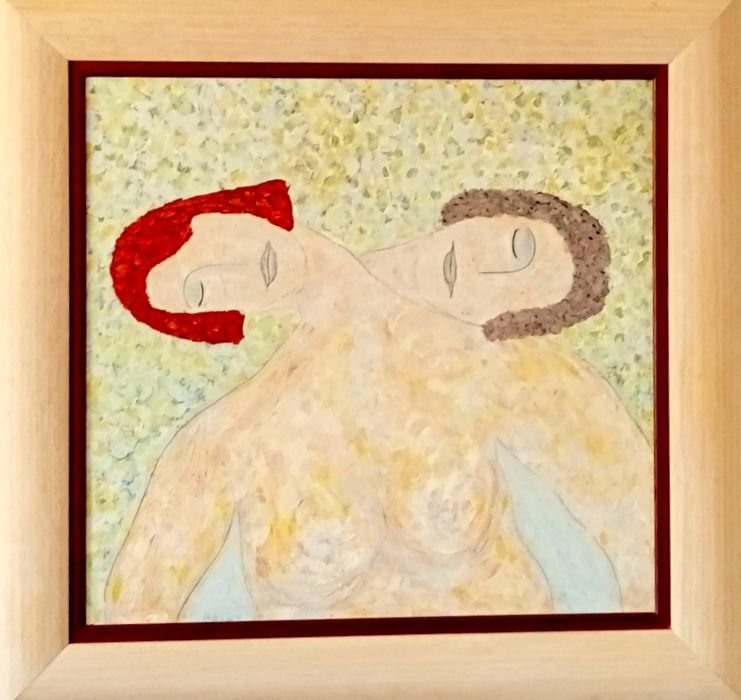 Pintura em acrílico sobre madeira, com moldura