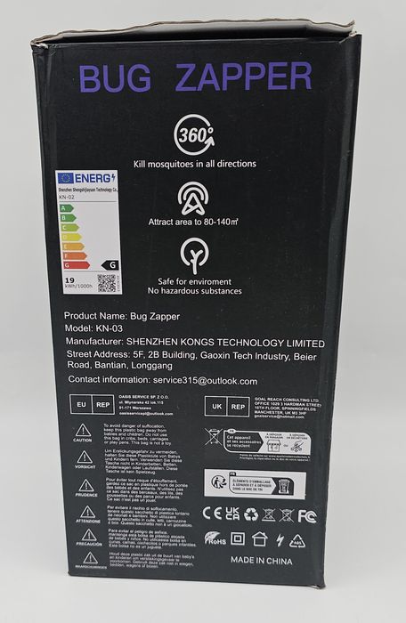 Elektryczna lampa na komary muchy światło LED