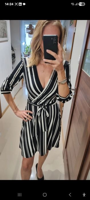 Sukienka mini W paski H&M rozmiar XS