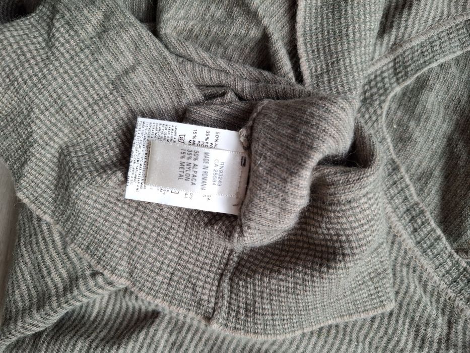 DIESEL L sweter cieniutki alpaka paski beżowa khaki