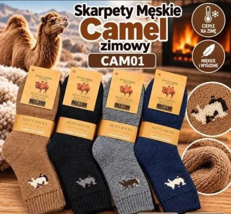 CAMEL skarpety męskie ciepłe zimowe wełna 3pary 40-43