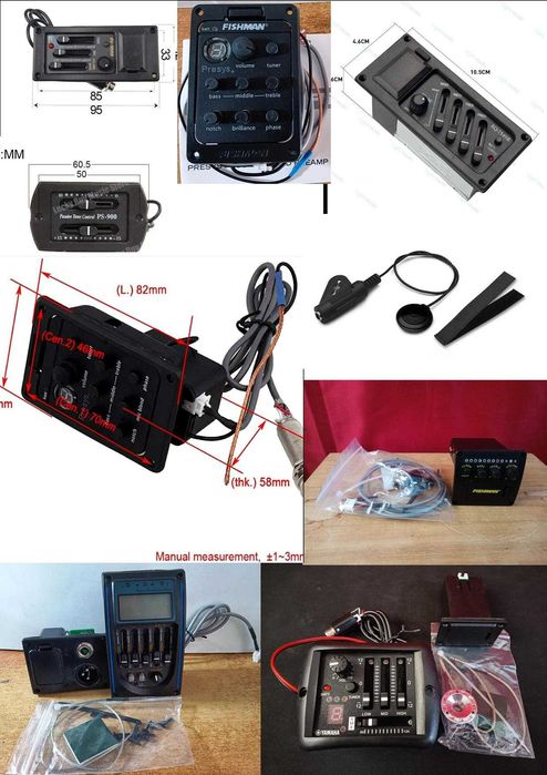 Captador amplificado equalizador e afinador para guitarra