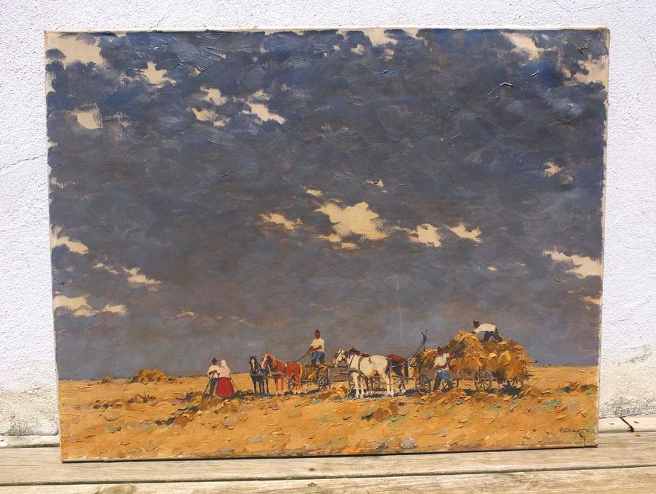 Pintura a Óleo Antiga Paisagista de Joszef Csillag, Artista Húngaro