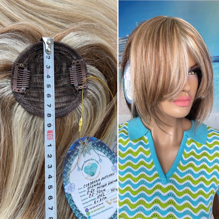 Натуральная накладная чёлка накладка славянские детские волосы русые