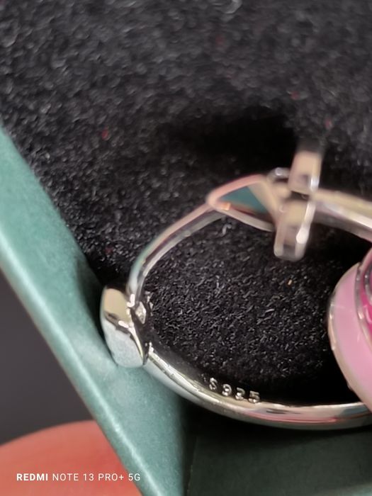 Nowe srebrne kolczyki kółka z ruchomymi serduszkami