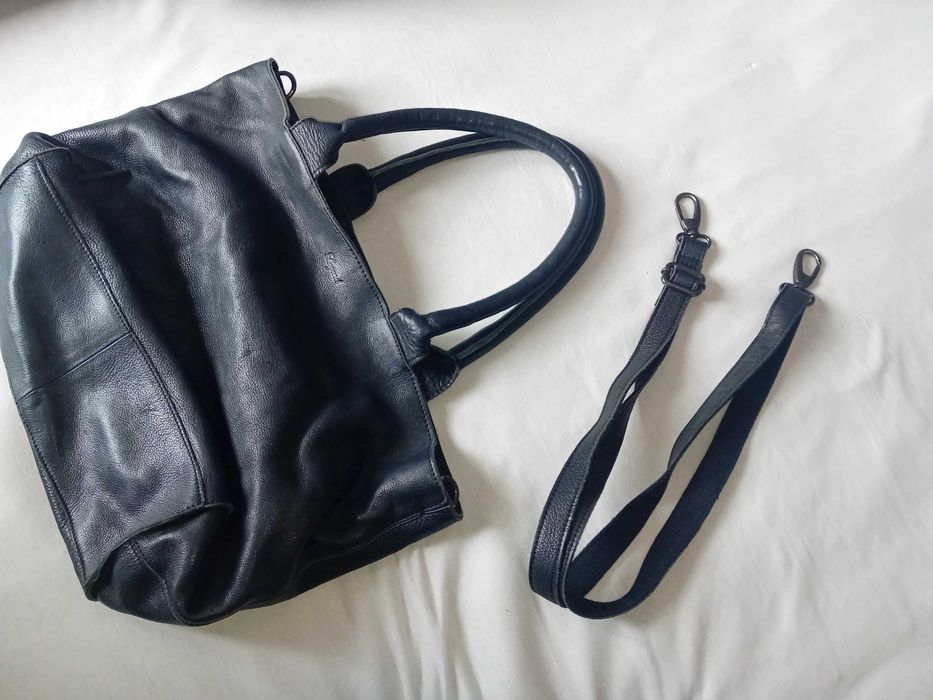 Piękna torebka czarna   skórzana skóra naturalna pojemna stan bdb +gts