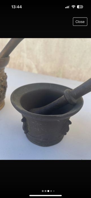 Conjunto antigo de almofarizes em latão e bronze