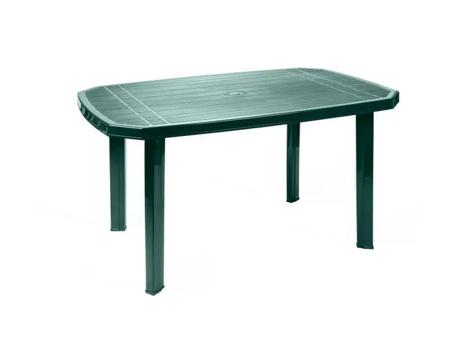 Mesa retangular em resina verde de 6 lugares (140x90cm), por apenas