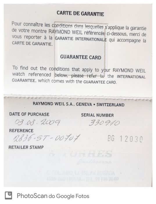 Raymond Weil, Tradition Collection, Model 2836 ST 00707,