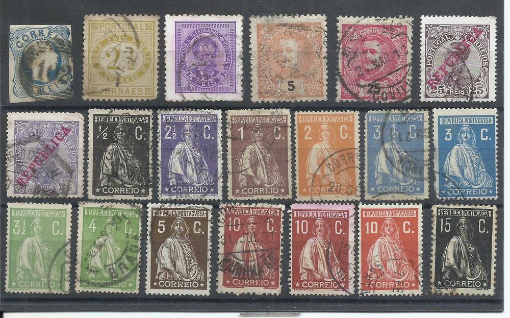 Selos portugueses – 100 selos usados - entre 1856 e 1953
