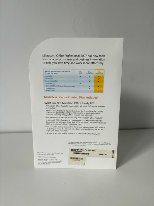 Office Professional 2007 word excel itd. oryginał licencja retro