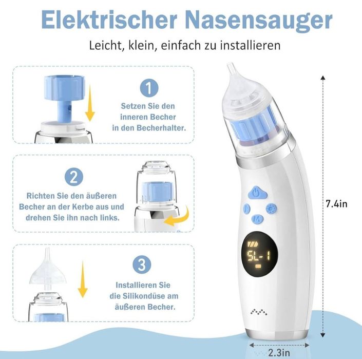 Акумуляторний назальний аспіратор для новонароджених електричний, IP65