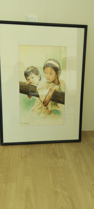 Vendo aguarela original de Teixeira - Leyte, com moldura de  102 cm po