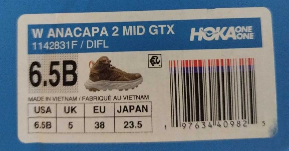 HOKA Anacapa 2 Mid GTX W / GORE-TEX / Vibram / hiking /R. 38