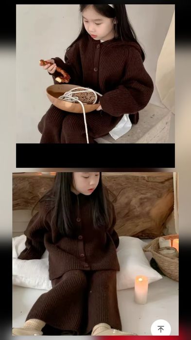 Вязаний теплий костюм коричневий 110р в стилі zara