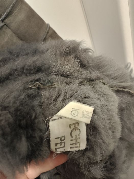 Naturalne Futro / Kożuch Króliczy • Szary • Vintage Retro • 100% Skóra