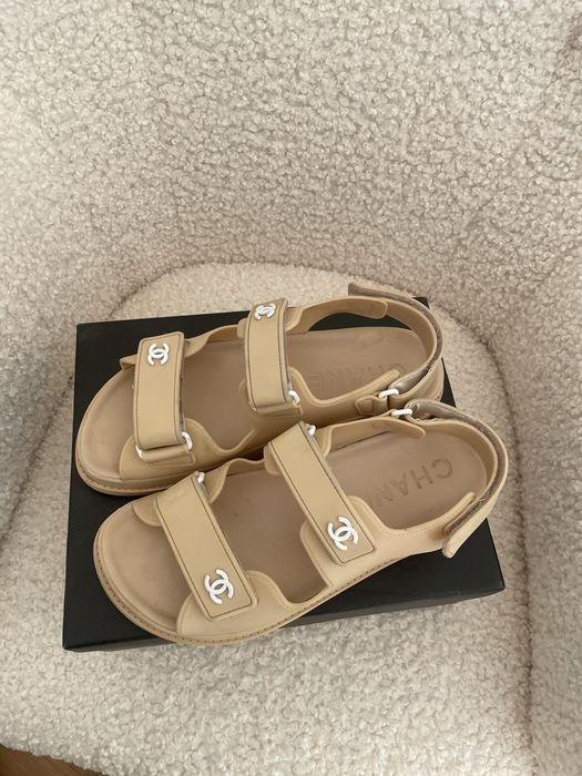 Sandaly gumowe chanel bezowe 39 40 Dad sandals