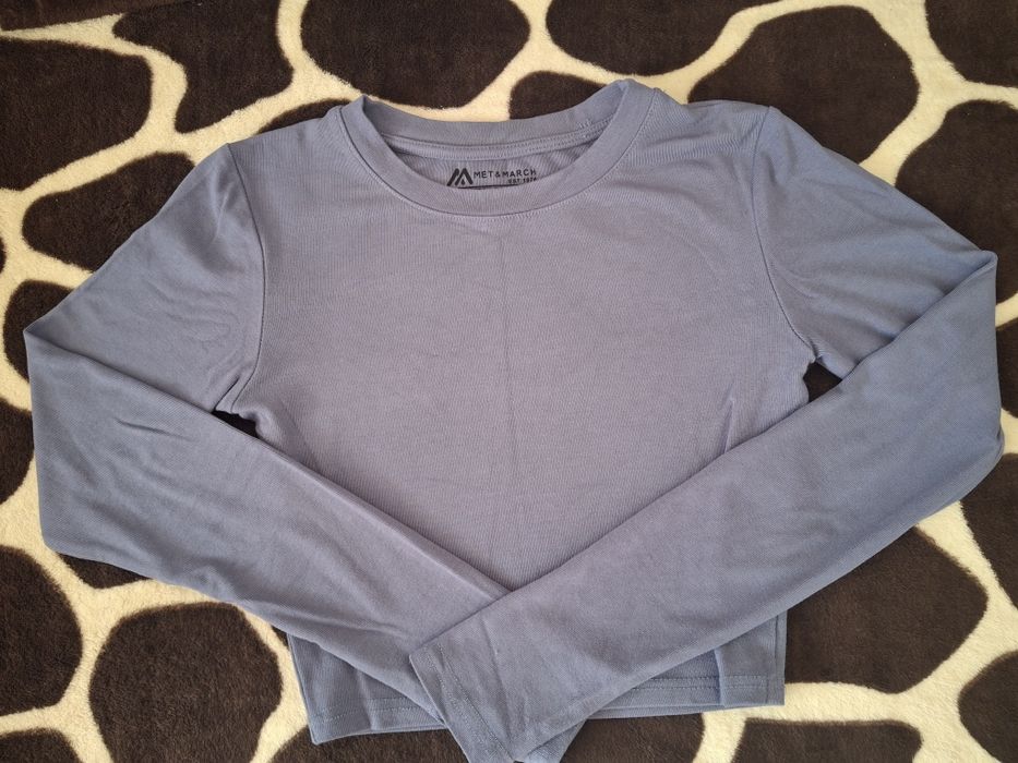 Базовий блакитно-сірий лонгслів Met & March — Розмір XS