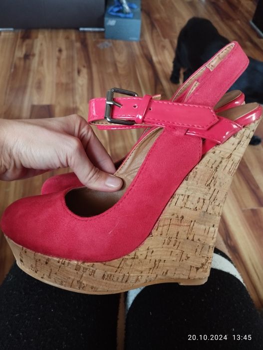 Letnie buty na koturnie korek roz.38