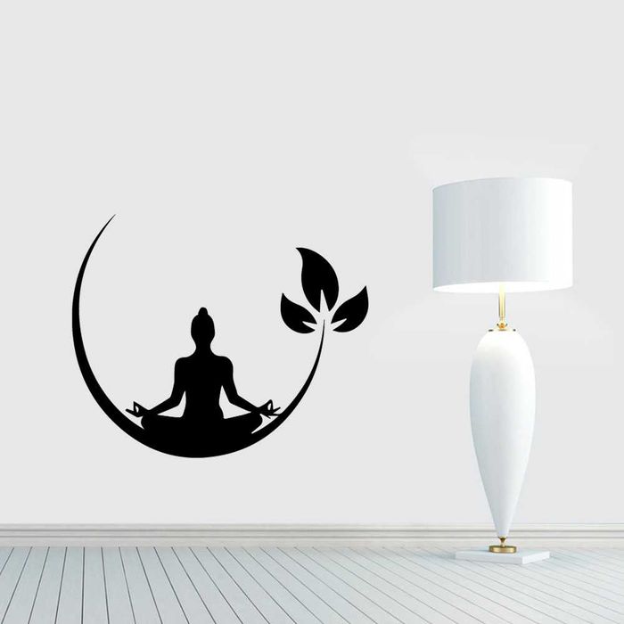 Adesivo Parede Meditação Buddha Zen Budismo Folha Home Decor PVC Vinil