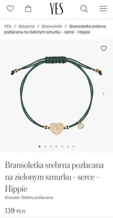 YES Bransoletka srebrna z serce