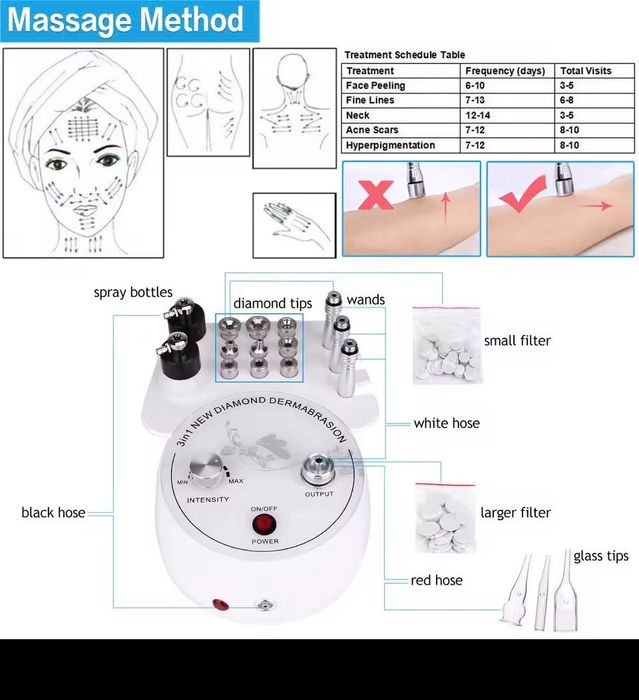 Microdermoabrasão 3 em 1 com pontas de diamante sucção ajustável e spray facial ideal para limpeza profunda renovação e cuidados da pele.