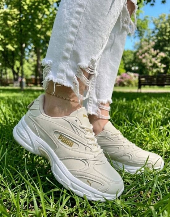 Жіночі весняні кросівки Puma/натуральна шкіра/бежеві кросівки пума