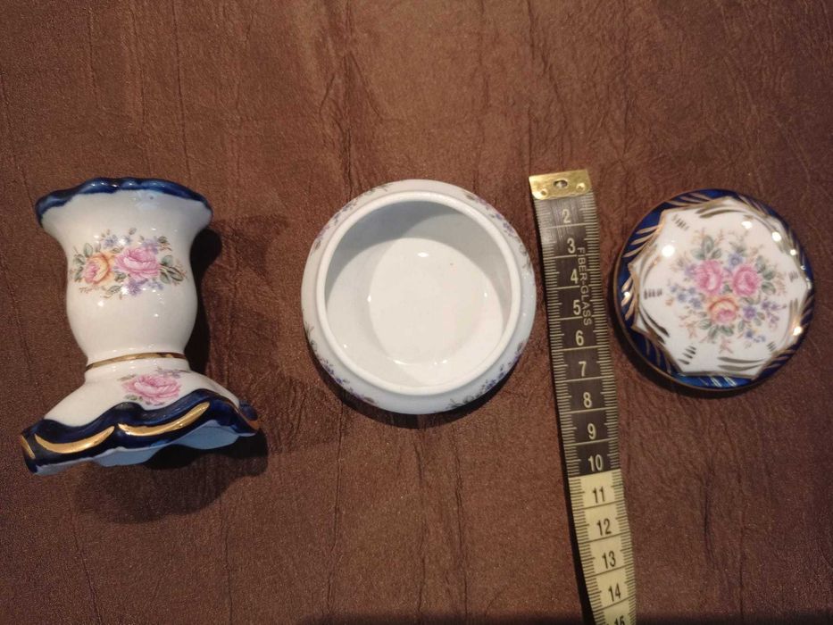 Castiçal e porta-joias em porcelana "Porcenor"