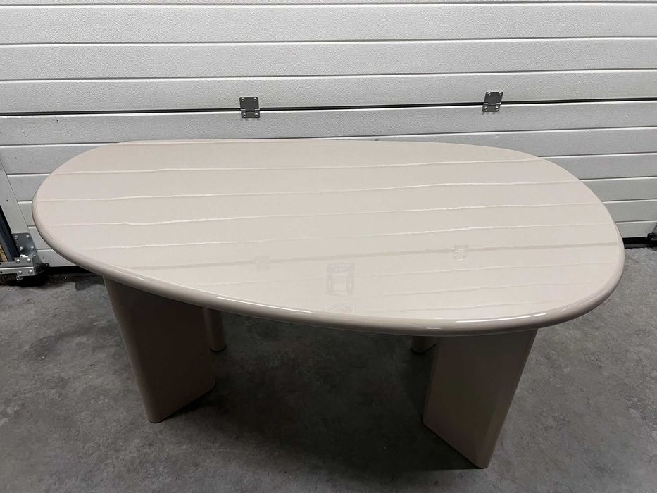 Owalny nieregularny nowoczesny STÓŁ do jadalni 160x90cm beżowy połysk lakier OUTLET -50% ceny 1szt S10