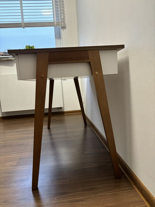 BRW biurko Heda 120 cm z 2 szufladami modrzew sibiu złoty