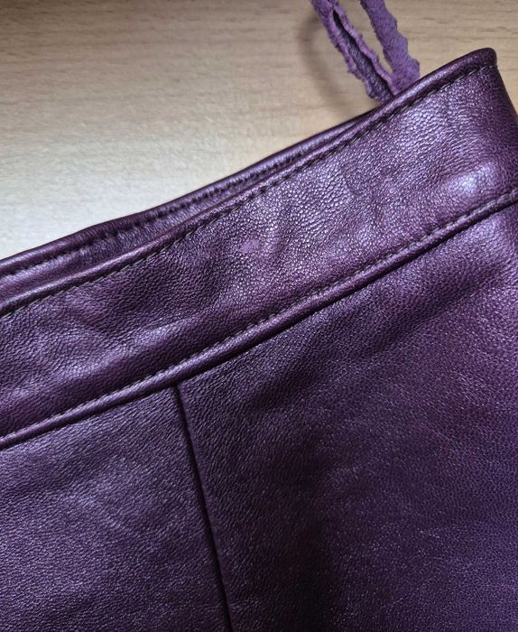 Fioletowa skórzana spódnica vintage L, 100% skóra