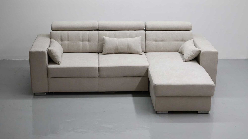 RMD Beżowy NAROŻNIK funkcja spania pojemnik Avra 2 regulowane zagłówki nowy wygodny, dwustronny