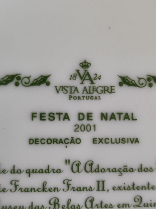 Prato porcelana série limitada Festa de Natal da Vista Alegre