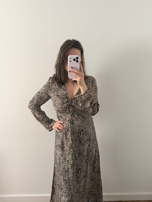 Mango sukienka panterka maxi S nowa z metką elegancka modna