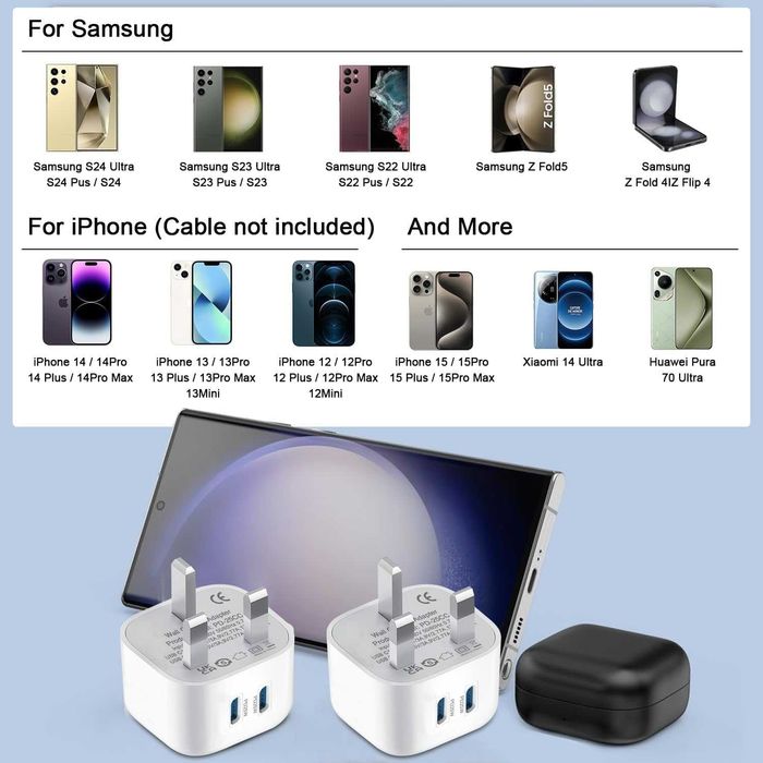 2-pak 25 W ładowarka USB C szybka ładowarka z kablem