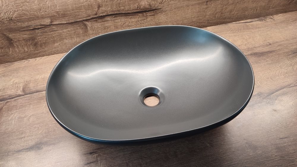Umywalka nablatowa Cersanit Owalna 50 Antracyt z korkiem