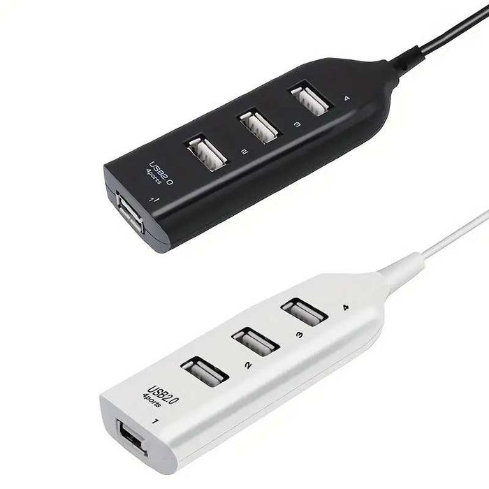 NEW - 4-Port USB 2.0 Hub with Cable in Black or White64750815958785120