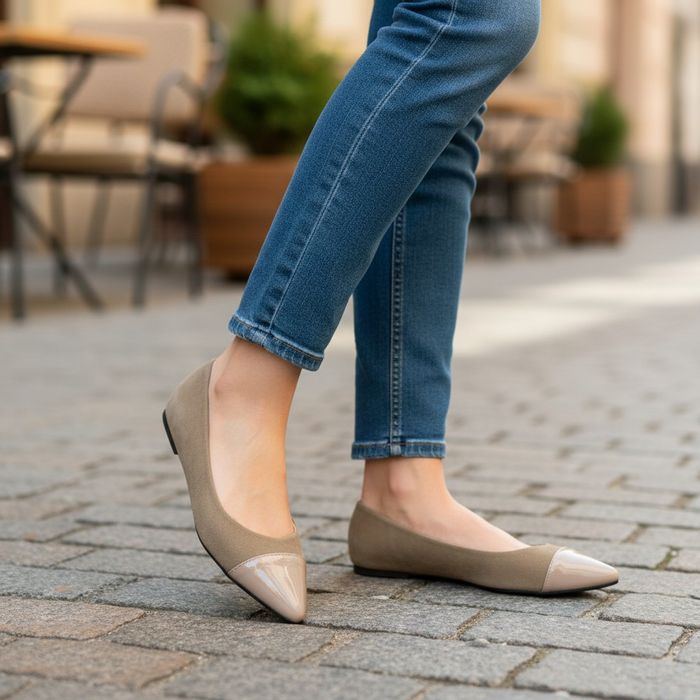 Baleriny damskie z lakierowanym noskiem eleganckie szpic 6638 rozm. 41