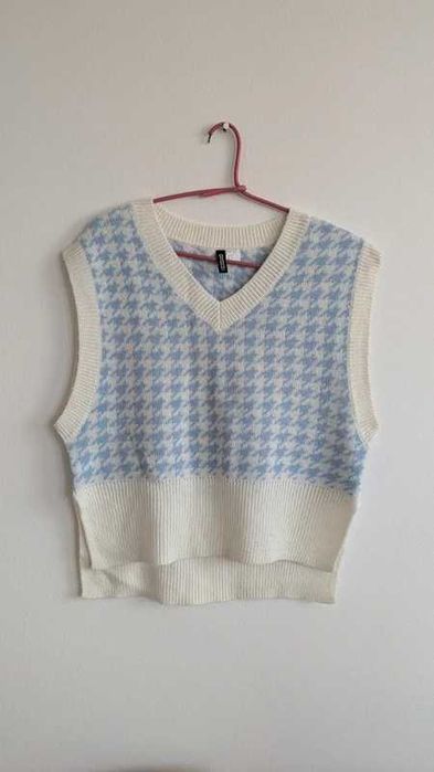 Kamizelka pepitka V neck 36 S