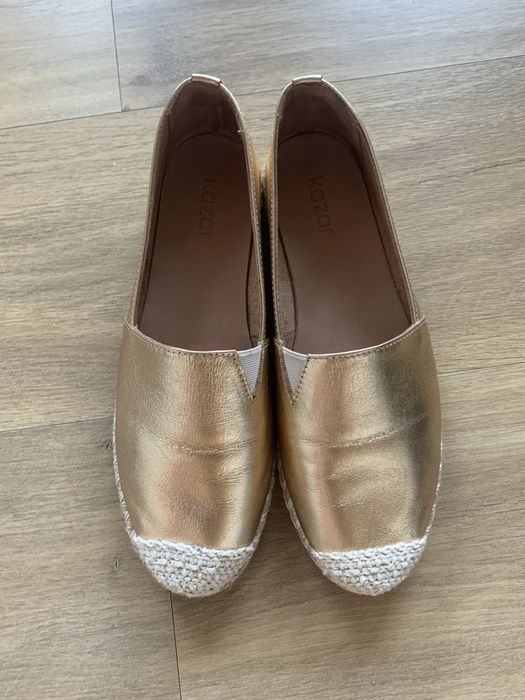 Espadryle skórzane złote Kazar r. 36