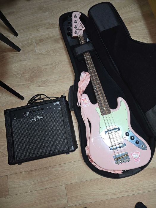 Gitara basowa elektryczna Harley Benton JB-62CC SP (różowa)
