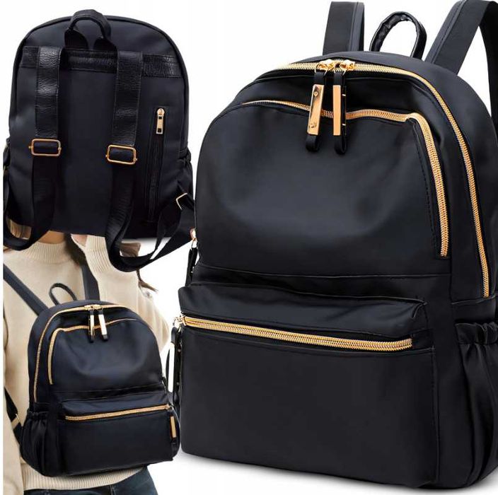 Plecak damski czarny pojemny damska torba do pracy szkoły miejski